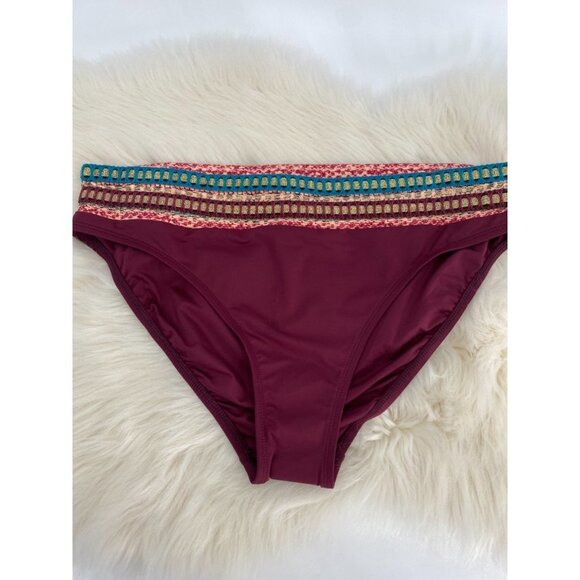 LA BLANCA CROCHET WAISTBAND METALIC GILD NWOT  SIZE 14 - Picture 1 of 5